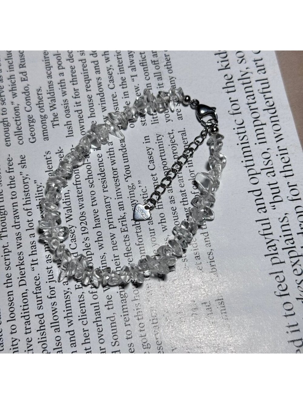 Natural Clear Quartz Bracelet – S925 Sterling Silver Adjustable